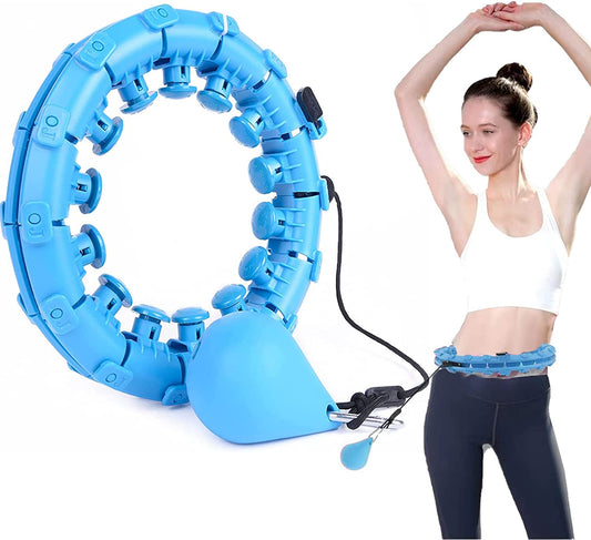 Weighted Hula Hoop Fit Hoops for Weight Loss Non-Fall Exercise Hoops with 24 Knots, Adomen Fitness Massage, Great for Adults and Beginners